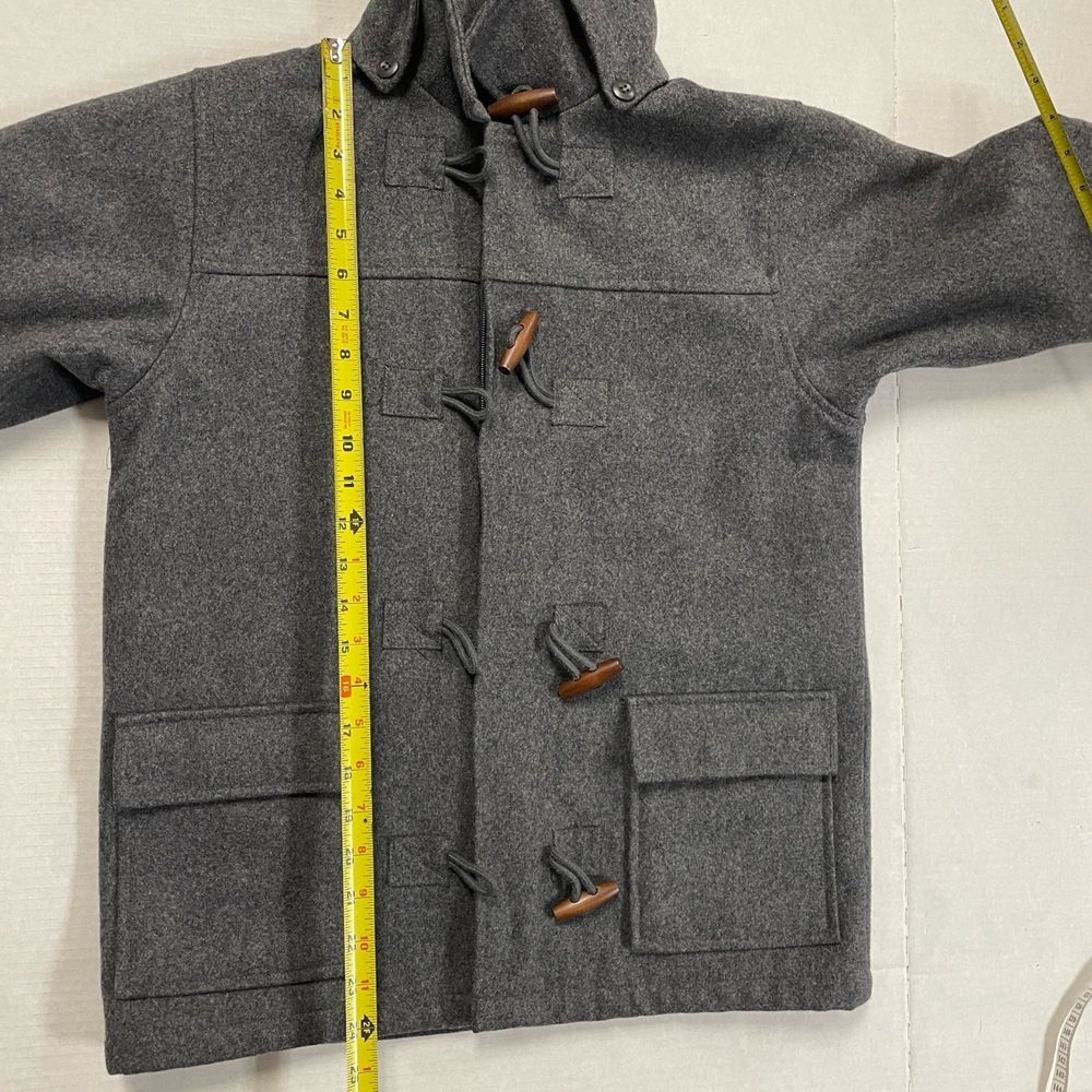 Girl's Children's Place Grey Hooded Duffle Winter Coat wool blend. Toggle jacket - Picture 11 of 16